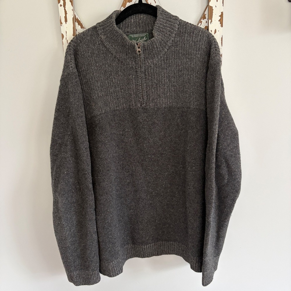Woolrich lambswool blend pullover quarter sweater charcoal‎ gray size XL